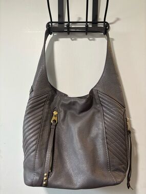 OrYany Victoria Gray Quilted Textured Leather Hobo Handbag Shoulder Bag